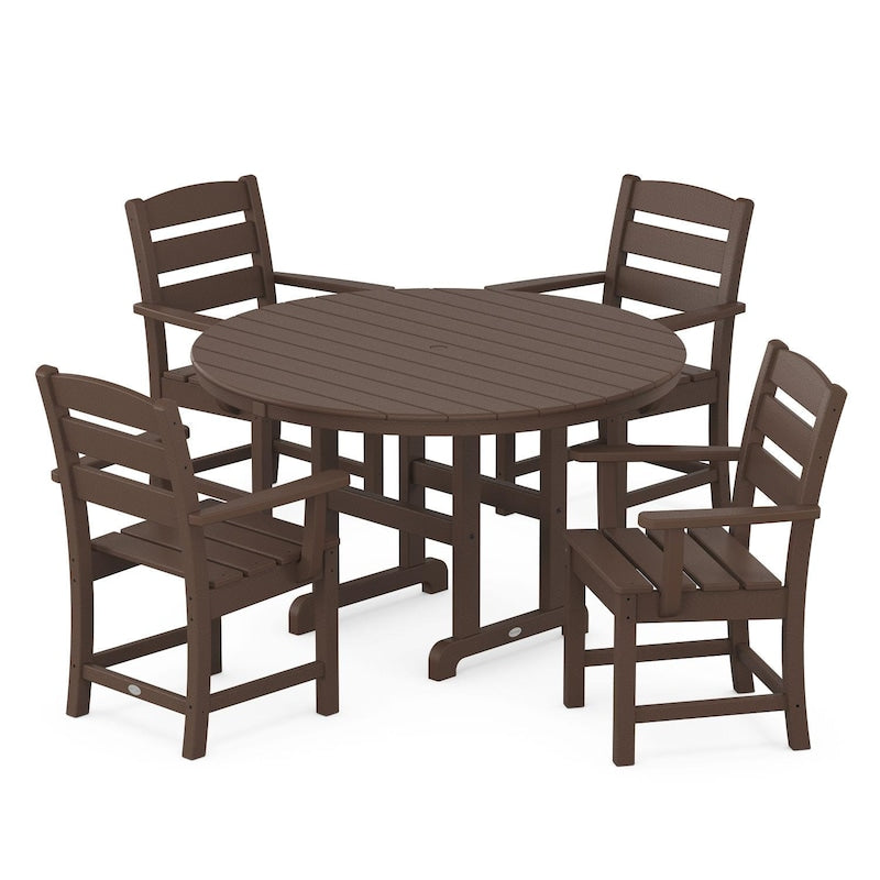 POLYWOOD Lakeside 5 Piece Round Arm Chair Dining Set