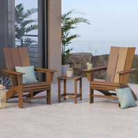 Thumbnail for POLYWOOD Modern 3 Piece Curveback Adirondack Set W Long Island 18 Inch Side Table