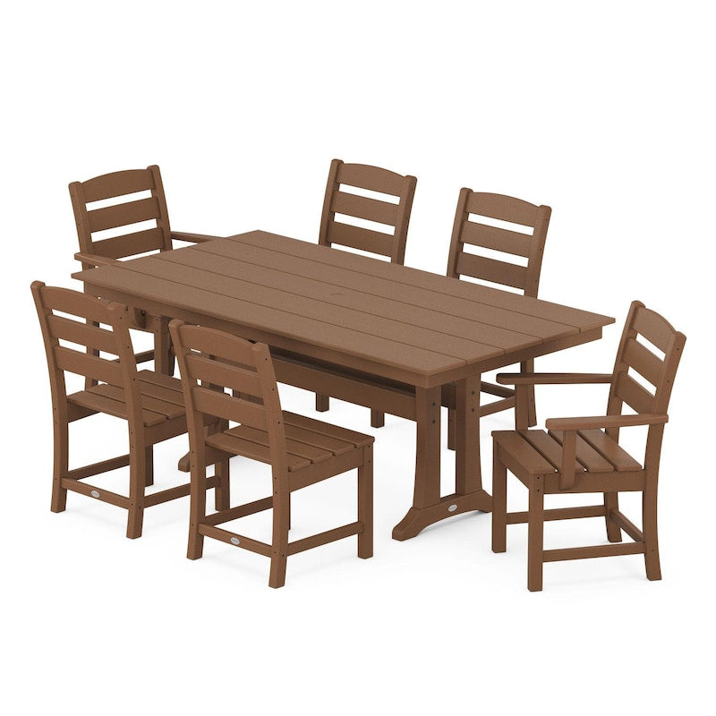 POLYWOOD Lakeside 7 Piece Farmhouse Trestle Dining Set