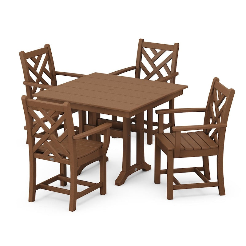 POLYWOOD Chippendale 5 Piece Farmhouse Trestle Arm Chair Dining Set