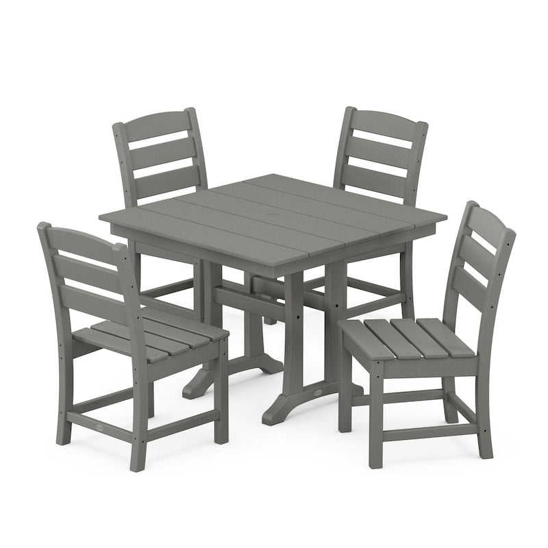 POLYWOOD Lakeside 5 Piece Farmhouse Trestle Side Chair Dining Set