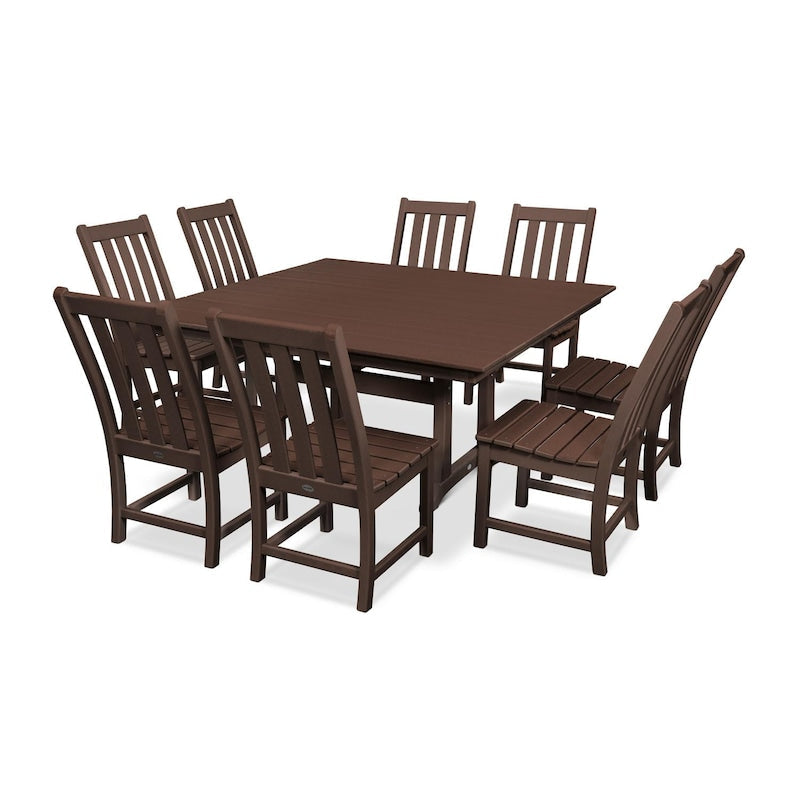 POLYWOOD Vineyard 9 Piece Farmhouse Trestle Dining Set