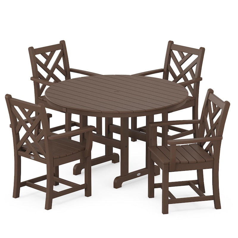 POLYWOOD Chippendale 5 Piece Round Arm Chair Dining Set