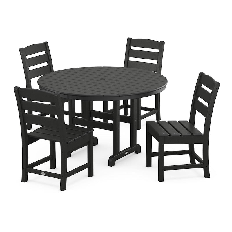 POLYWOOD Lakeside 5 Piece Round Side Chair Dining Set