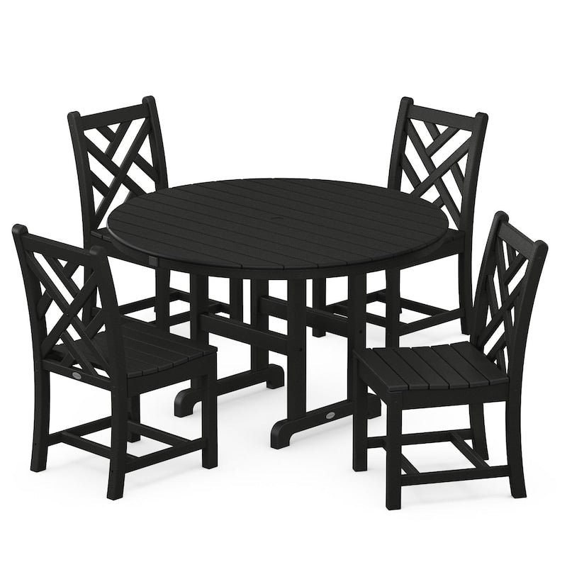 POLYWOOD Chippendale 5 Piece Round Side Chair Dining Set
