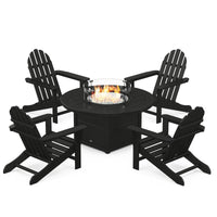 Thumbnail for POLYWOOD Classic Adirondack 5 Piece Conversation Set W Fire Pit Table