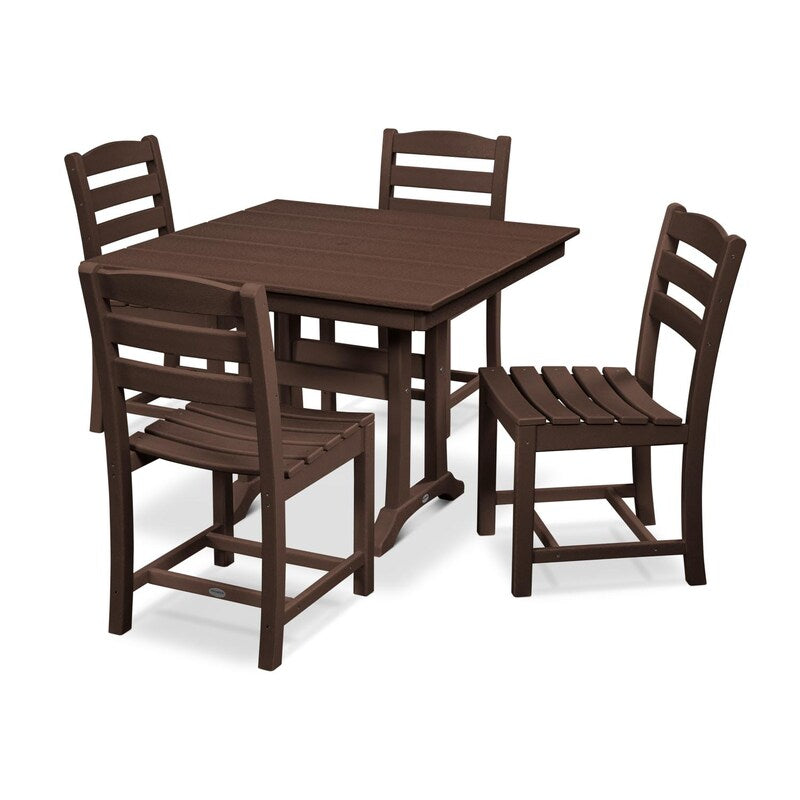 POLYWOOD La Casa Cafe 5 Piece Farmhouse Trestle Side Chair Dining Set