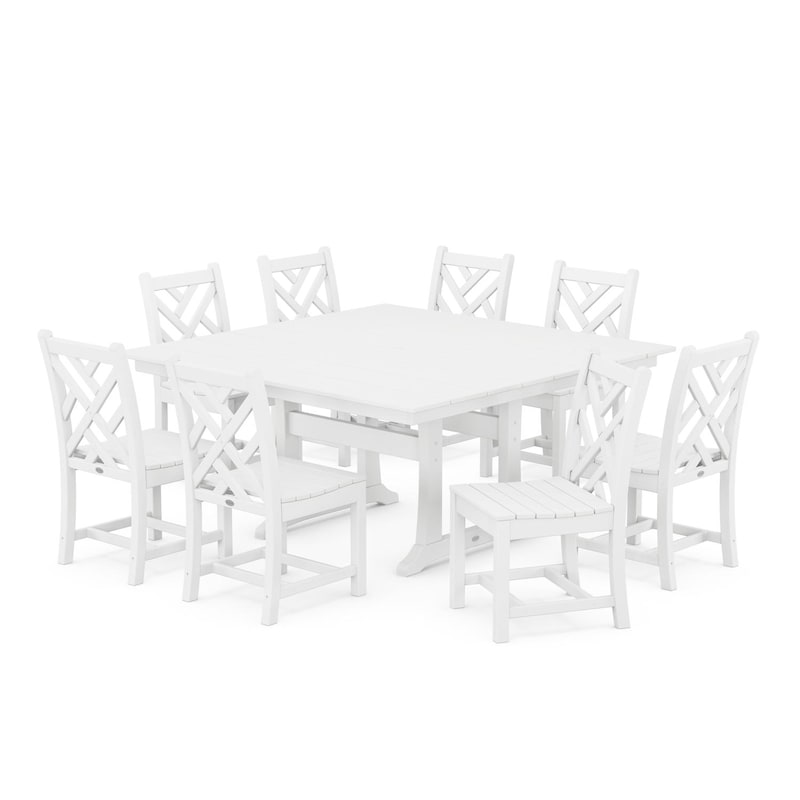 POLYWOOD Chippendale 9 Piece Farmhouse Trestle Dining Set