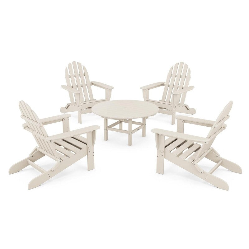POLYWOOD Classic Folding Adirondack 5 Piece Conversation Group