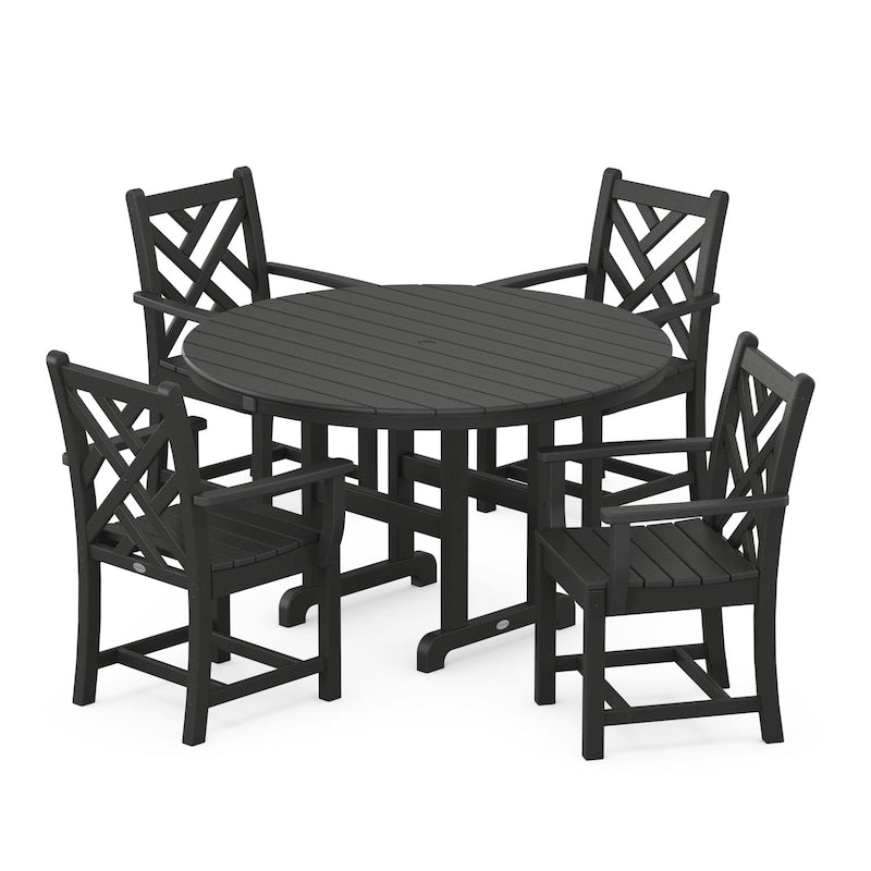 POLYWOOD Chippendale 5 Piece Round Arm Chair Dining Set