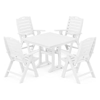 Thumbnail for POLYWOOD Nautical Highback 5 Piece Farmhouse Trestle Dining Set