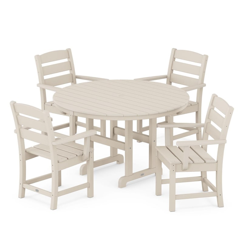POLYWOOD Lakeside 5 Piece Round Arm Chair Dining Set