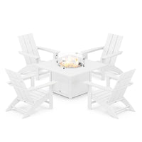 Thumbnail for POLYWOOD Modern 5 Piece Adirondack Chair Conversation Set W Fire Pit Table