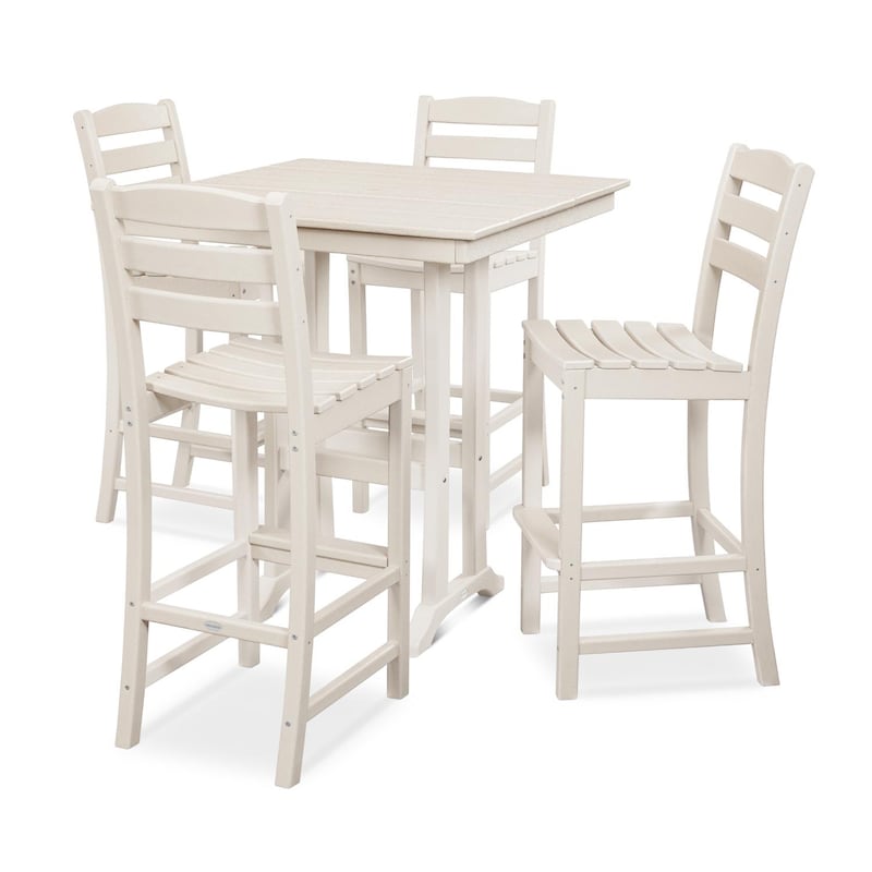 POLYWOOD La Casa Cafe 5 Piece Farmhouse Trestle Bar Set