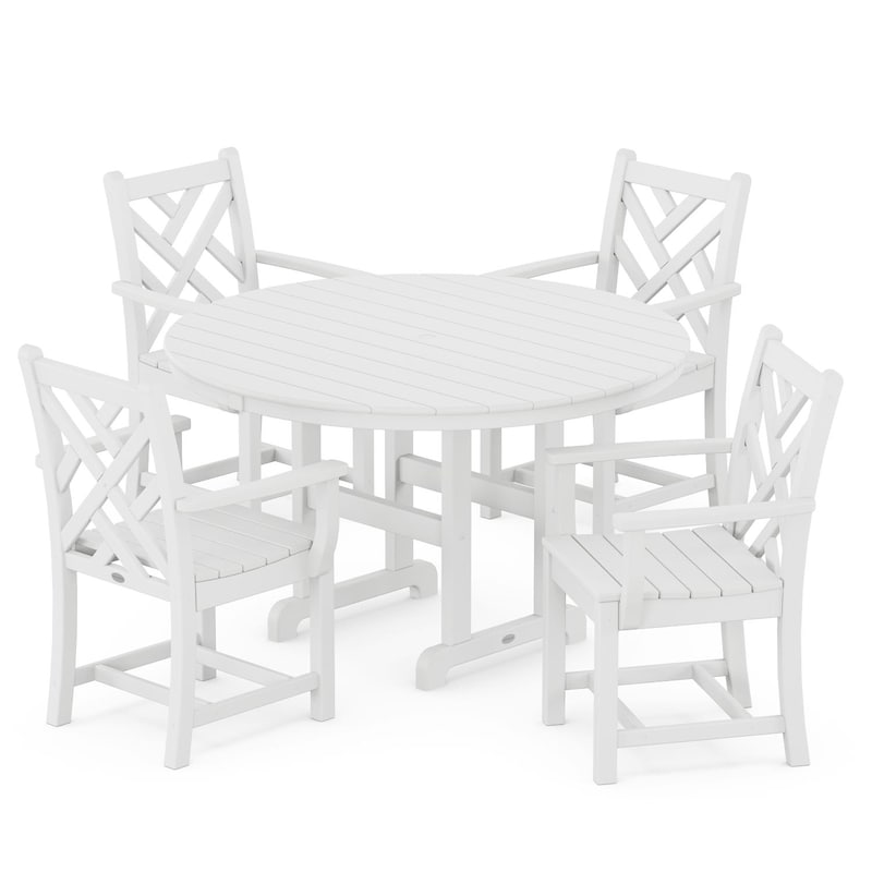 POLYWOOD Chippendale 5 Piece Round Arm Chair Dining Set