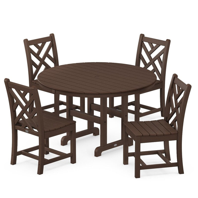 POLYWOOD Chippendale 5 Piece Round Side Chair Dining Set