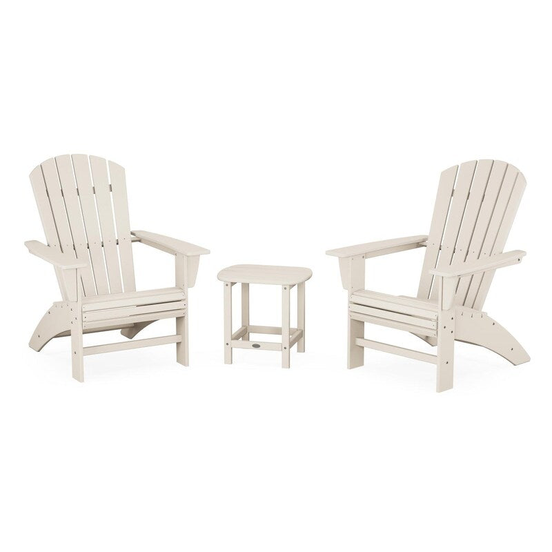 POLYWOOD Nautical 3 Piece Curveback Adirondack Set