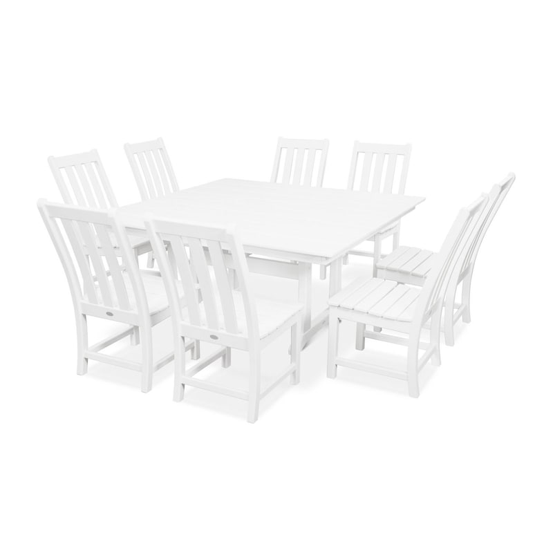 POLYWOOD Vineyard 9 Piece Farmhouse Trestle Dining Set