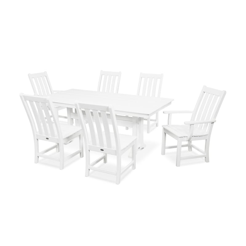 POLYWOOD  Vineyard 7 Piece Farmhouse Trestle Dining Set