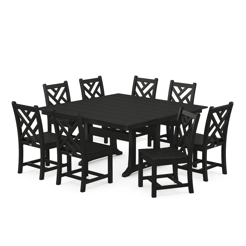 POLYWOOD Chippendale 9 Piece Farmhouse Trestle Dining Set