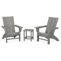 Thumbnail for POLYWOOD Modern 3 Piece Curveback Adirondack Set W Long Island 18 Inch Side Table
