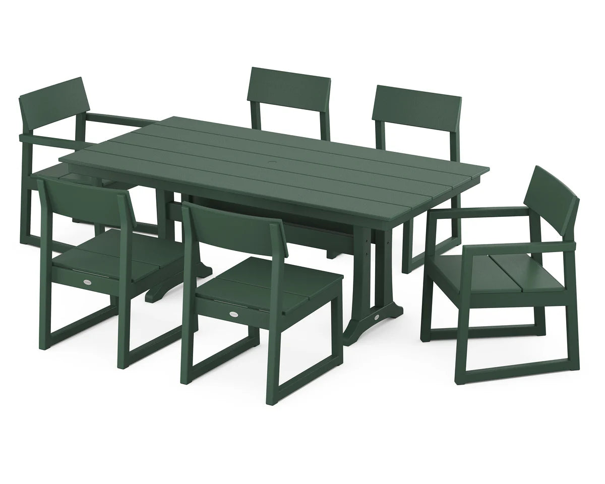 POLYWOOD Edge 7 Piece Farmhouse Trestle Dining Set