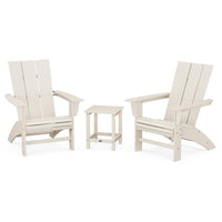 Thumbnail for POLYWOOD Modern 3 Piece Curveback Adirondack Set W Long Island 18 Inch Side Table
