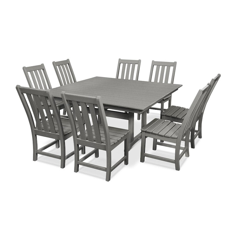 POLYWOOD Vineyard 9 Piece Farmhouse Trestle Dining Set