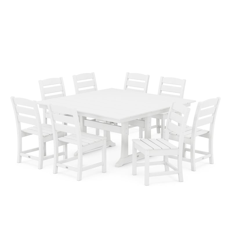 POLYWOOD Lakeside 9 Piece Farmhouse Trestle Dining Set