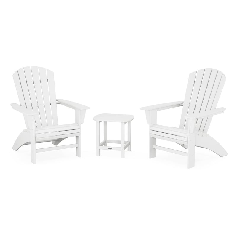 POLYWOOD Nautical 3 Piece Curveback Adirondack Set
