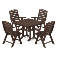 Thumbnail for POLYWOOD Nautical Highback 5 Piece Farmhouse Trestle Dining Set