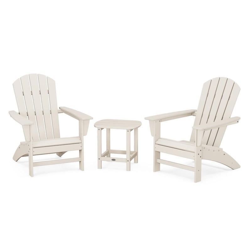 POLYWOOD Nautical 3 Piece Adirondack Set W South Beach 18 Inch Side Table
