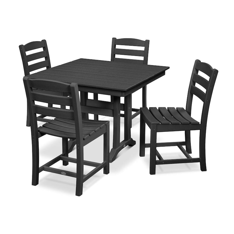 POLYWOOD La Casa Cafe 5 Piece Farmhouse Trestle Side Chair Dining Set