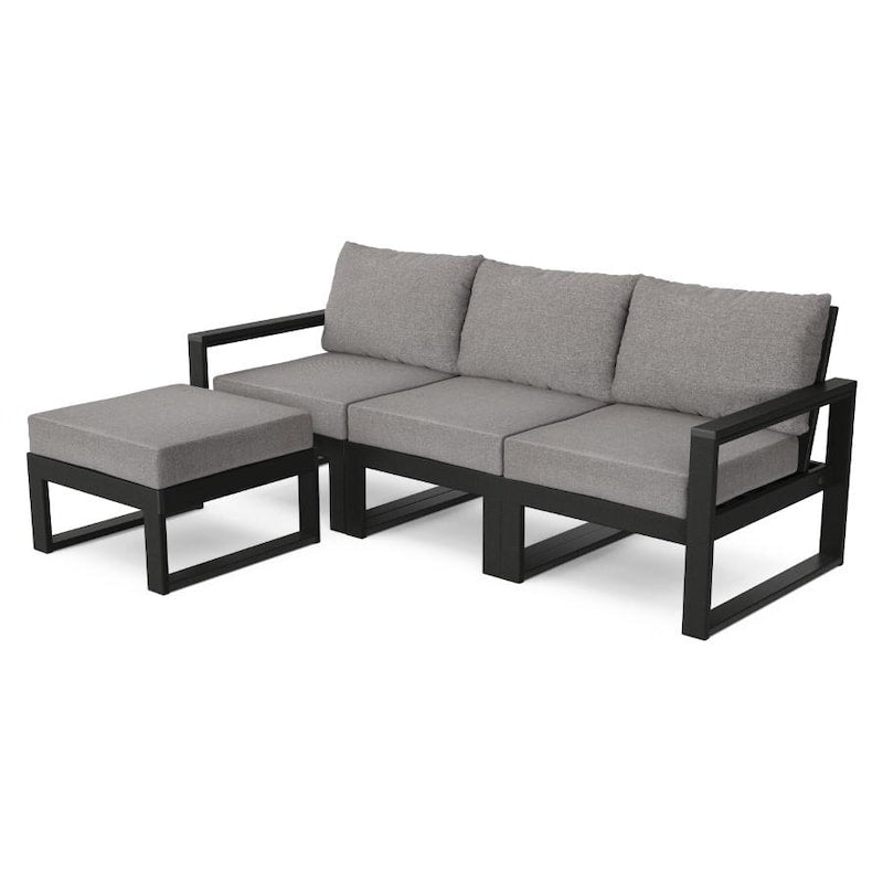 POLYWOOD Edge 4 Piece Modular Deep Seating Set With Ottoman