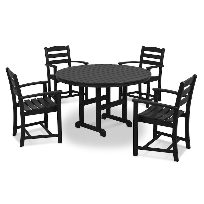 POLYWOOD La Casa Cafe 5 Piece Round Farmhouse Arm Chair Dining Set