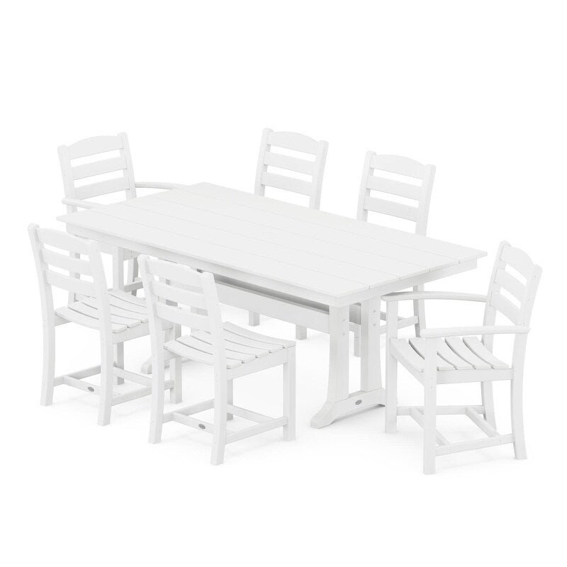 POLYWOOD La Casa Cafe 7 Piece Farmhouse Trestle Dining Set