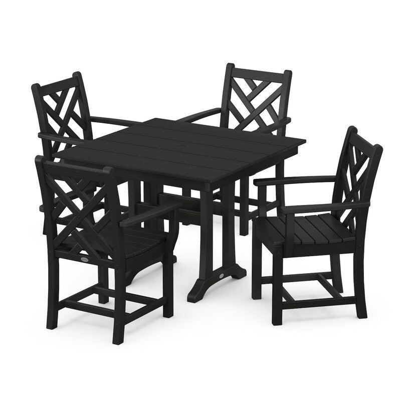 POLYWOOD Chippendale 5 Piece Farmhouse Trestle Arm Chair Dining Set