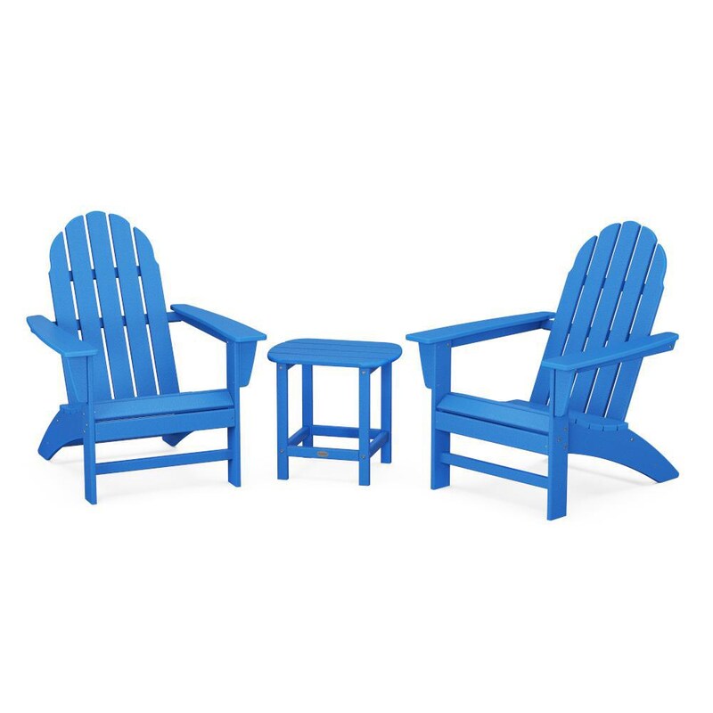 POLYWOOD Vineyard 3 Piece Adirondack Set W South Beach 18 Inch Side Table
