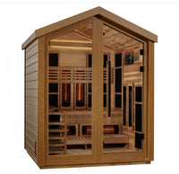 Thumbnail for Golden Designs Loviisa 3 Person Hybrid (PureTech™ Full Spectrum IR or Traditional Stove) Outdoor Sauna (GDI-8523-01) - Canadian Red Cedar Interior