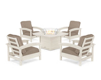 Thumbnail for Trex Rockport 5-Piece Deep Seating Set with Yacht Club Fire Pit Table - Sand Castle