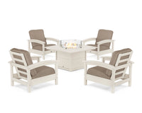 Thumbnail for Trex Rockport 5-Piece Deep Seating Set with Square Fire Pit Table - Sand Castle