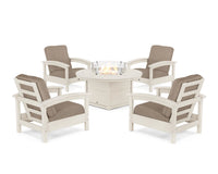 Thumbnail for Trex Rockport 5-Piece Deep Seating Set with Round Fire Pit Table - Sand Castle