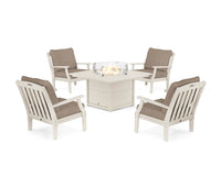 Thumbnail for Trex Yacht Club 5-Piece Deep Seating Set with Square Fire Pit Table - Sand Castle