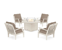 Thumbnail for Trex Yacht Club 5-Piece Deep Seating Set with Round Fire Pit Table - Sand Castle