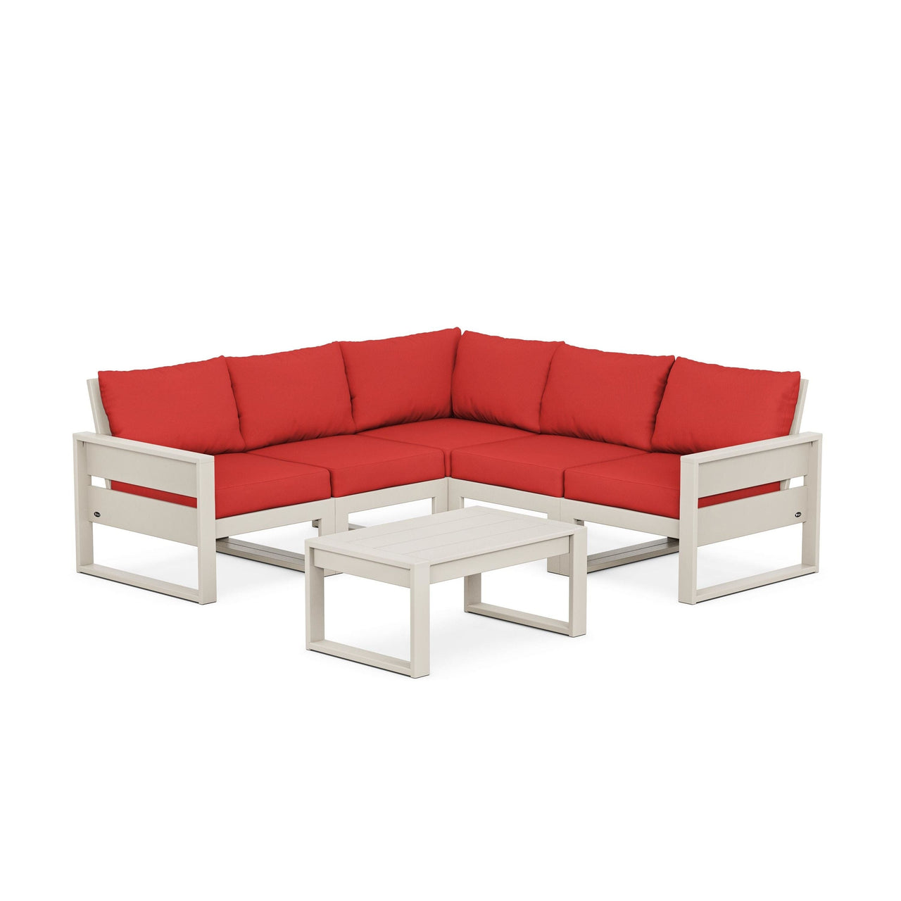 Trex Eastport 6-Piece Deep Seating Sectional + Coffee Table Set - Sand Castle