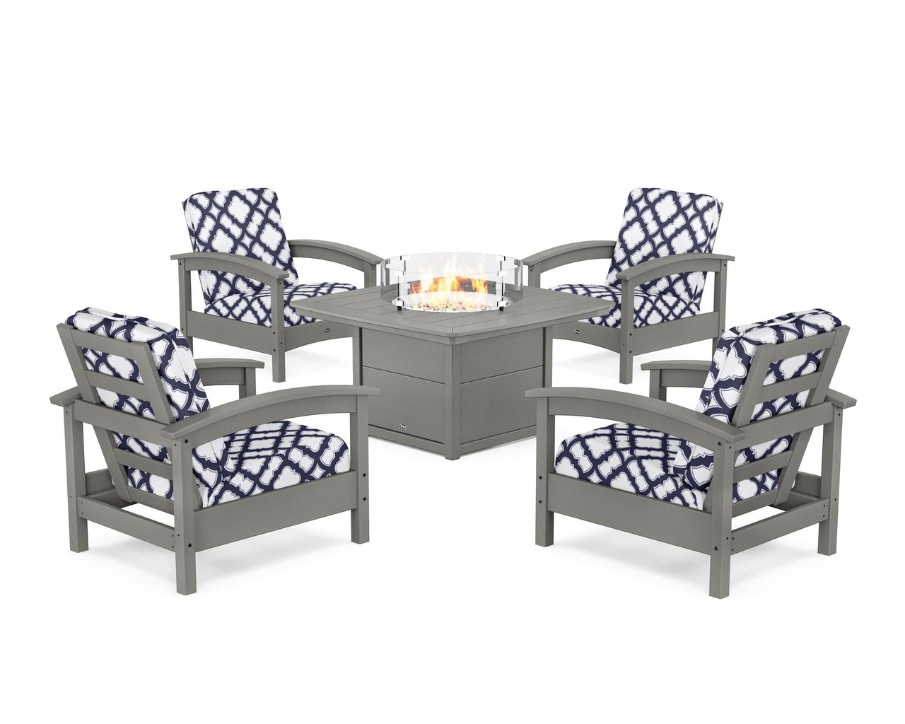 Trex Rockport 5-Piece Deep Seating Set with Yacht Club Fire Pit Table