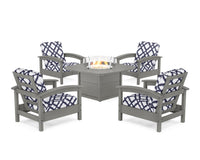 Thumbnail for Trex Rockport 5-Piece Deep Seating Set with Yacht Club Fire Pit Table