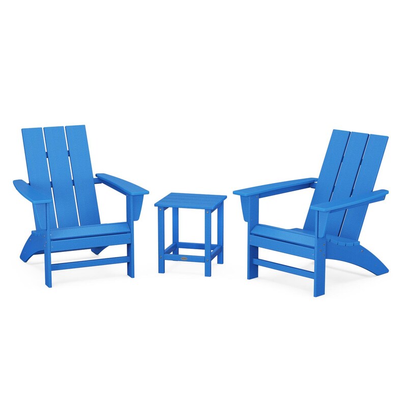 POLYWOOD Modern 3 Piece Adirondack Set W Long Island 18 Inch Side Table