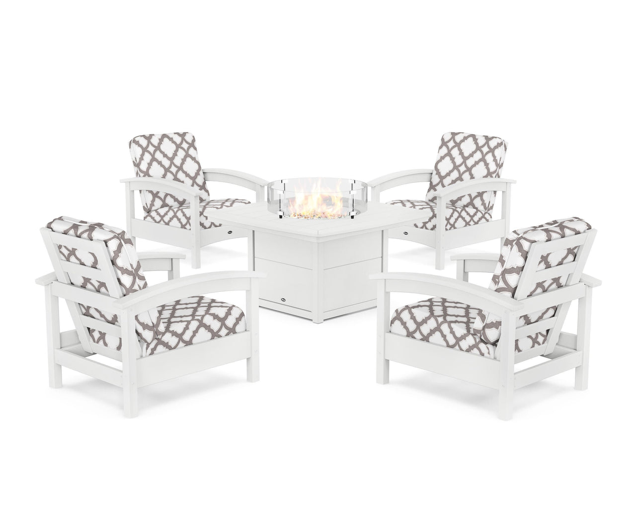 Trex Rockport 5-Piece Deep Seating Set with Yacht Club Fire Pit Table