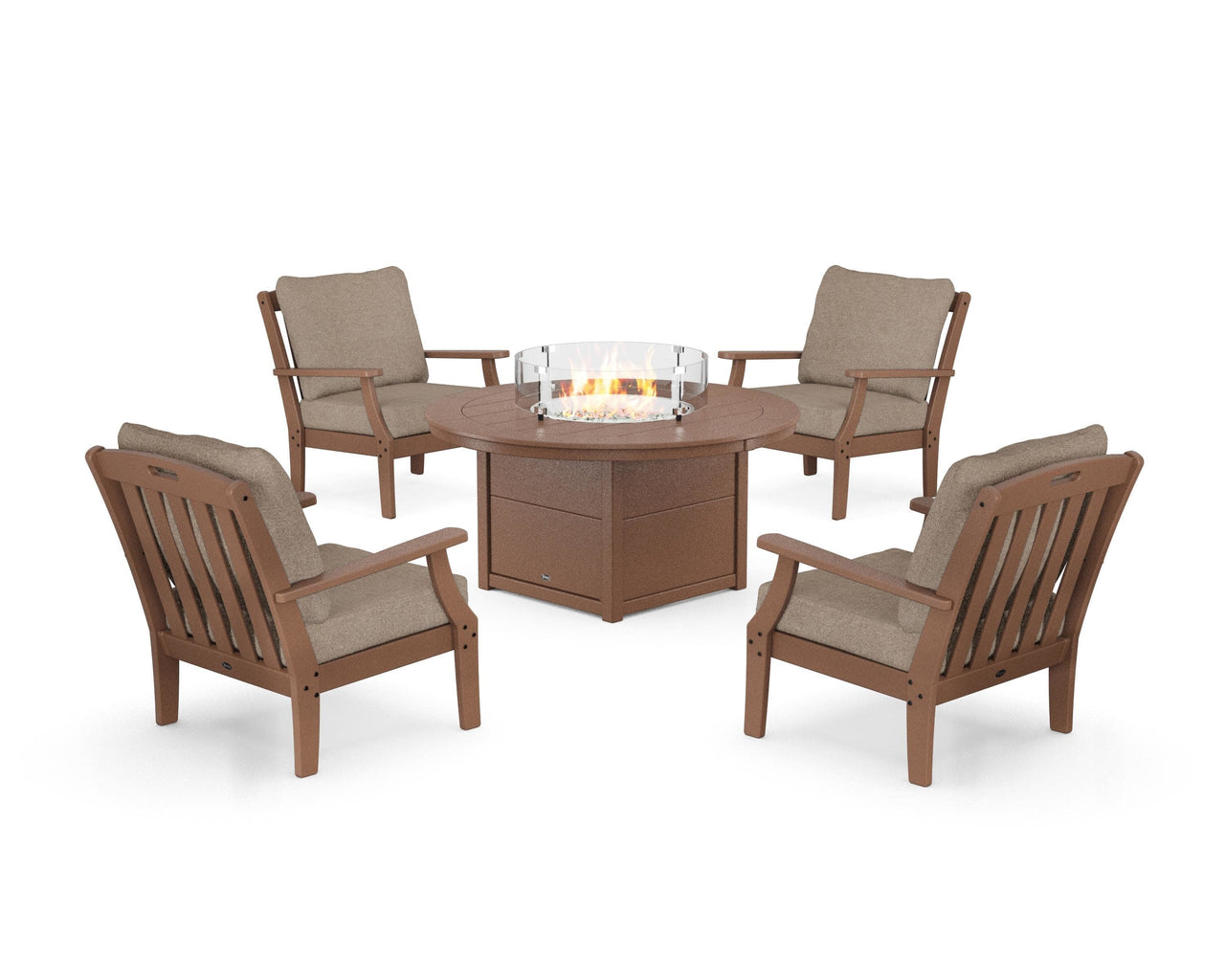 Trex Yacht Club 5-Piece Deep Seating Set with Round Fire Pit Table